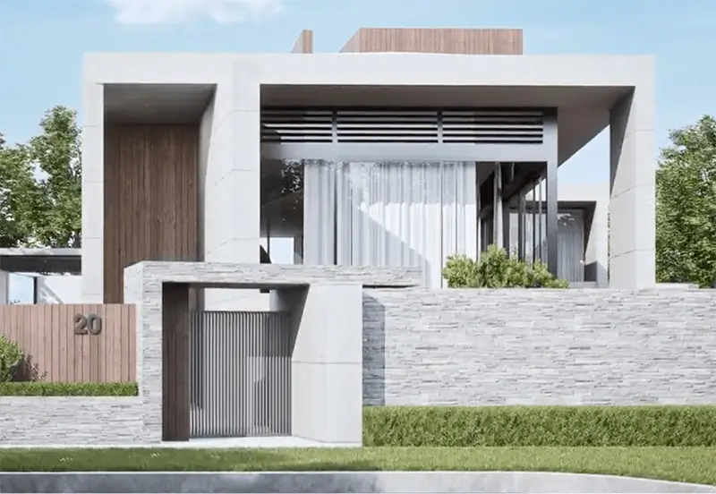 3D rendering Brisbane used to check the entry, driveway and facade materials