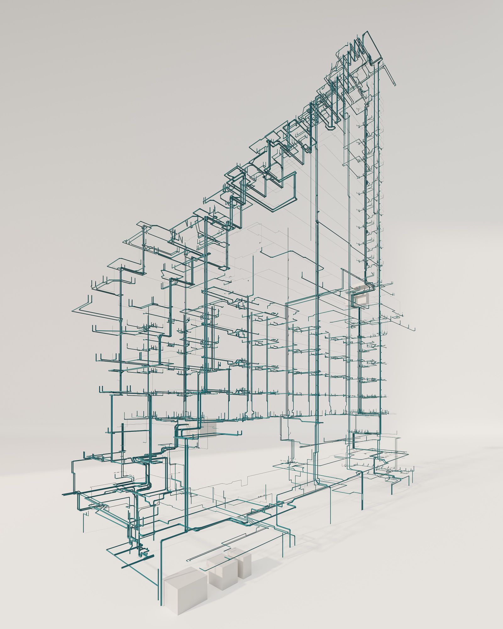 BIM model visualisation showing structural and building services coordination