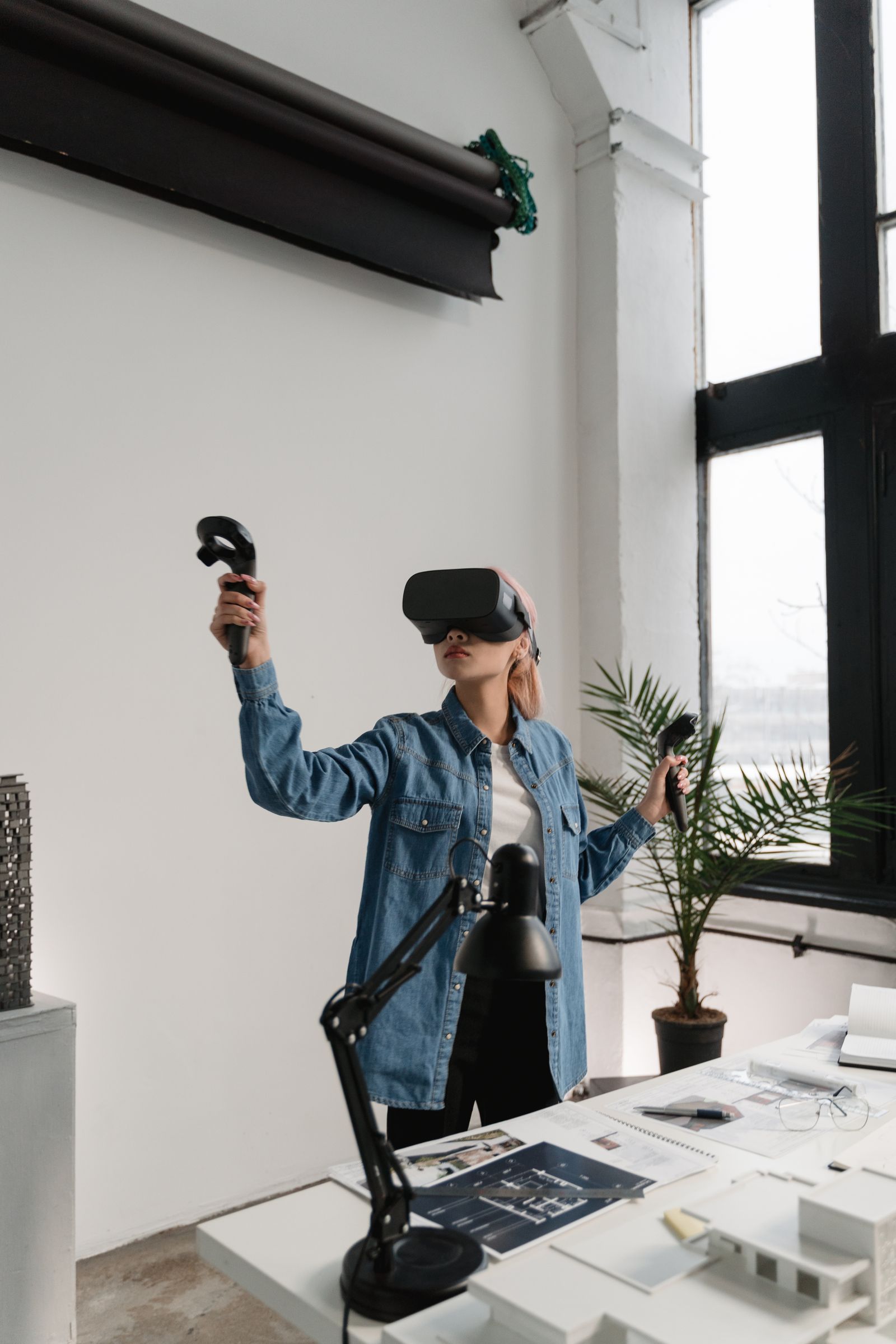 Client experiencing a VR walkthrough of a future home