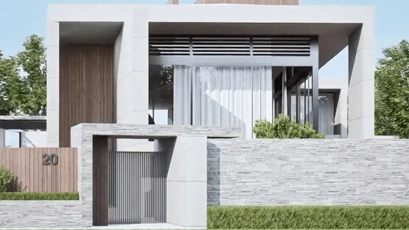 3D rendering Brisbane used to check the entry, driveway and facade materials