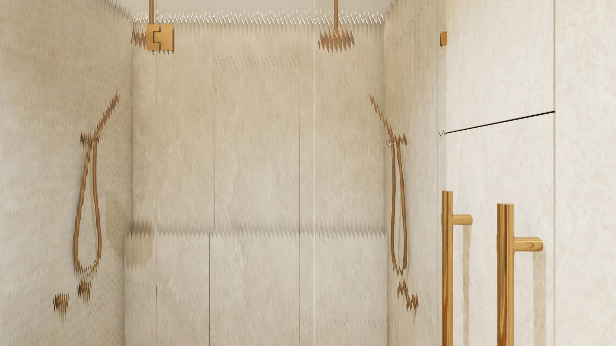 Shower recess with concealed wall mixers, rail shower and frameless glass door in the Project 251 ensuite