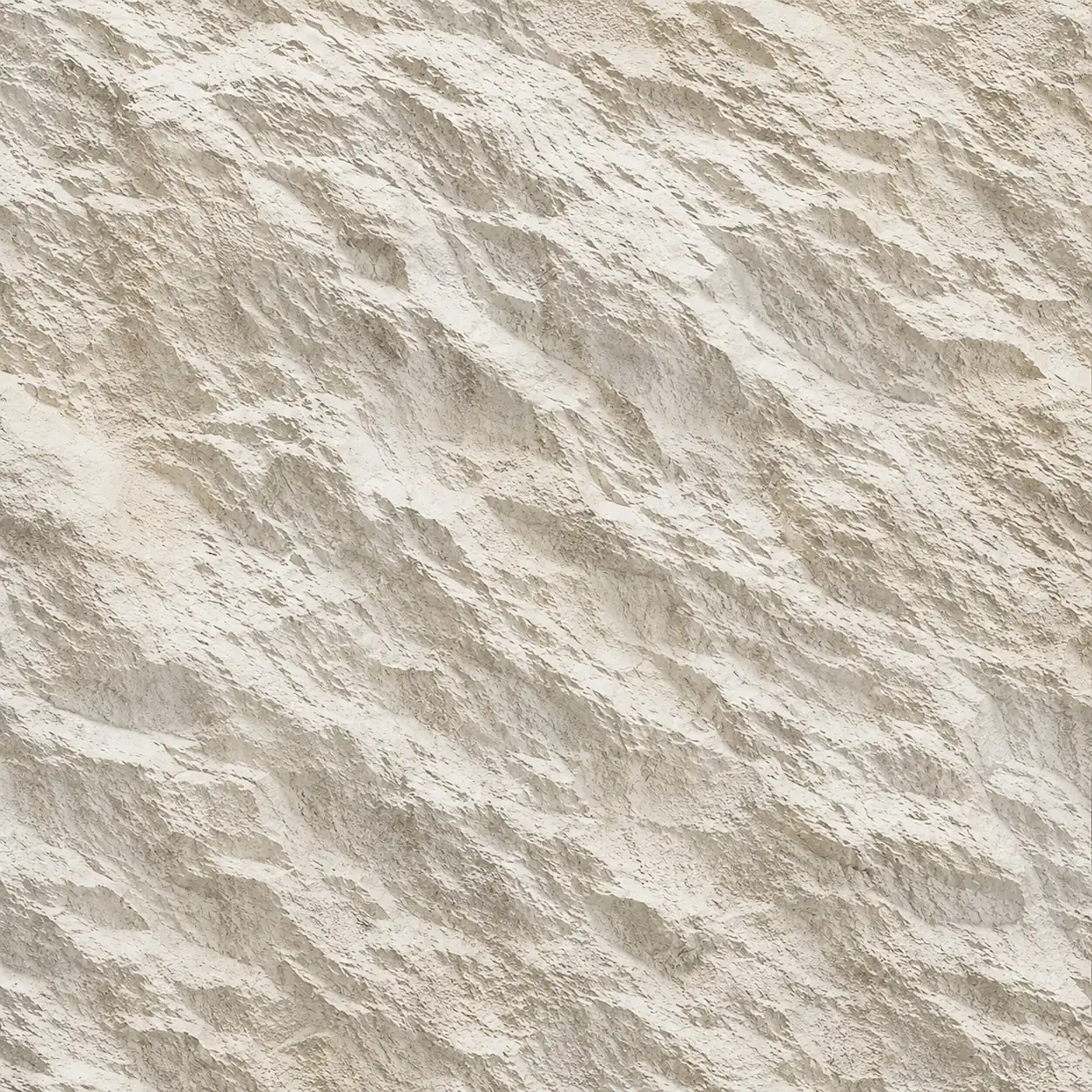 Interior finishes: Internal rock wall texture in pale limestone