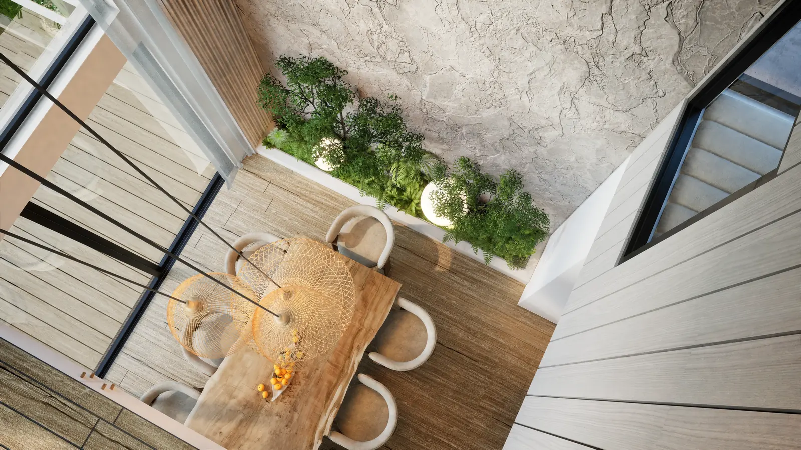 Project 251 dining area and glazing seen from above
