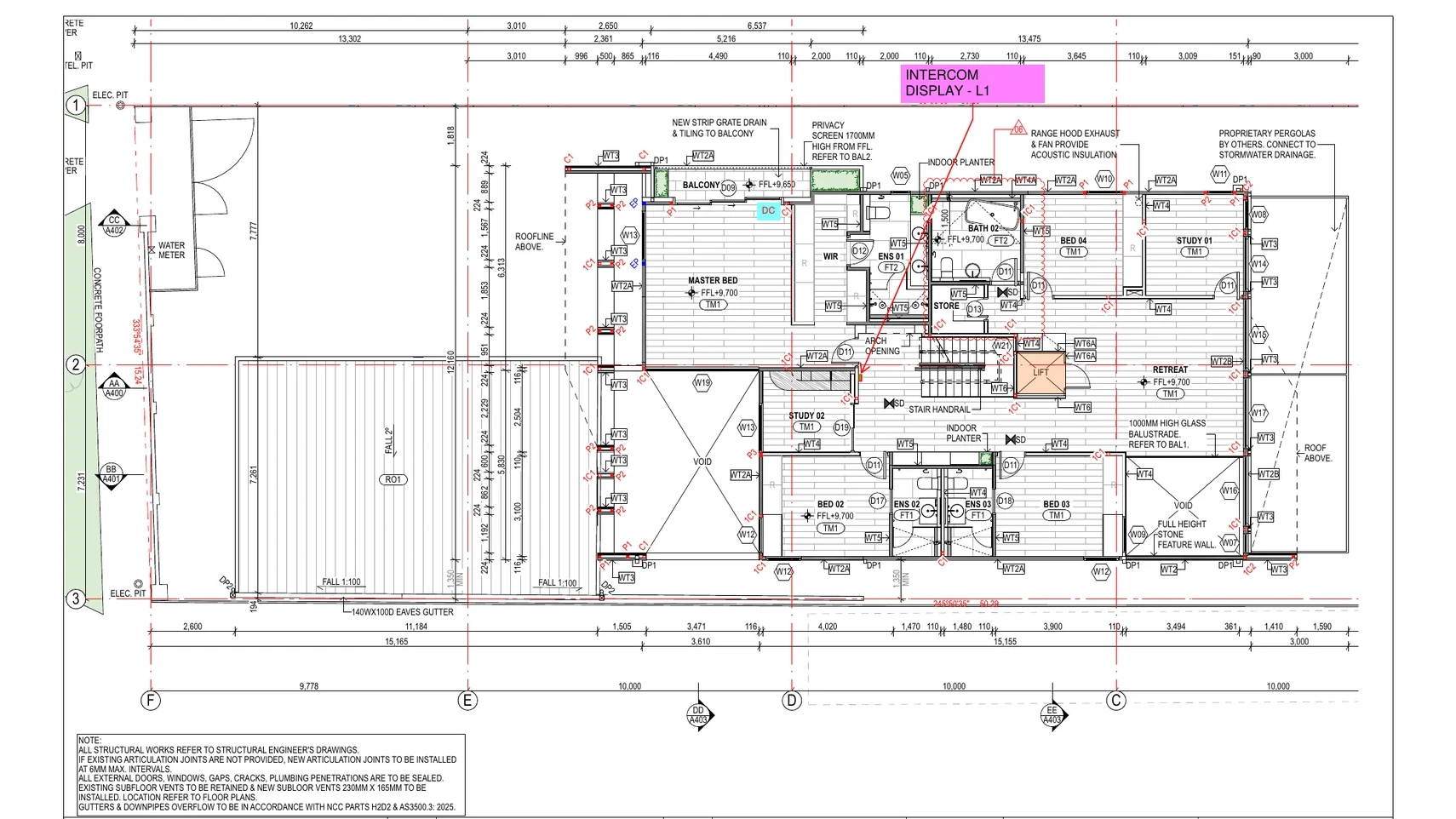 Smart home intercom and door control locations on the entry level plan