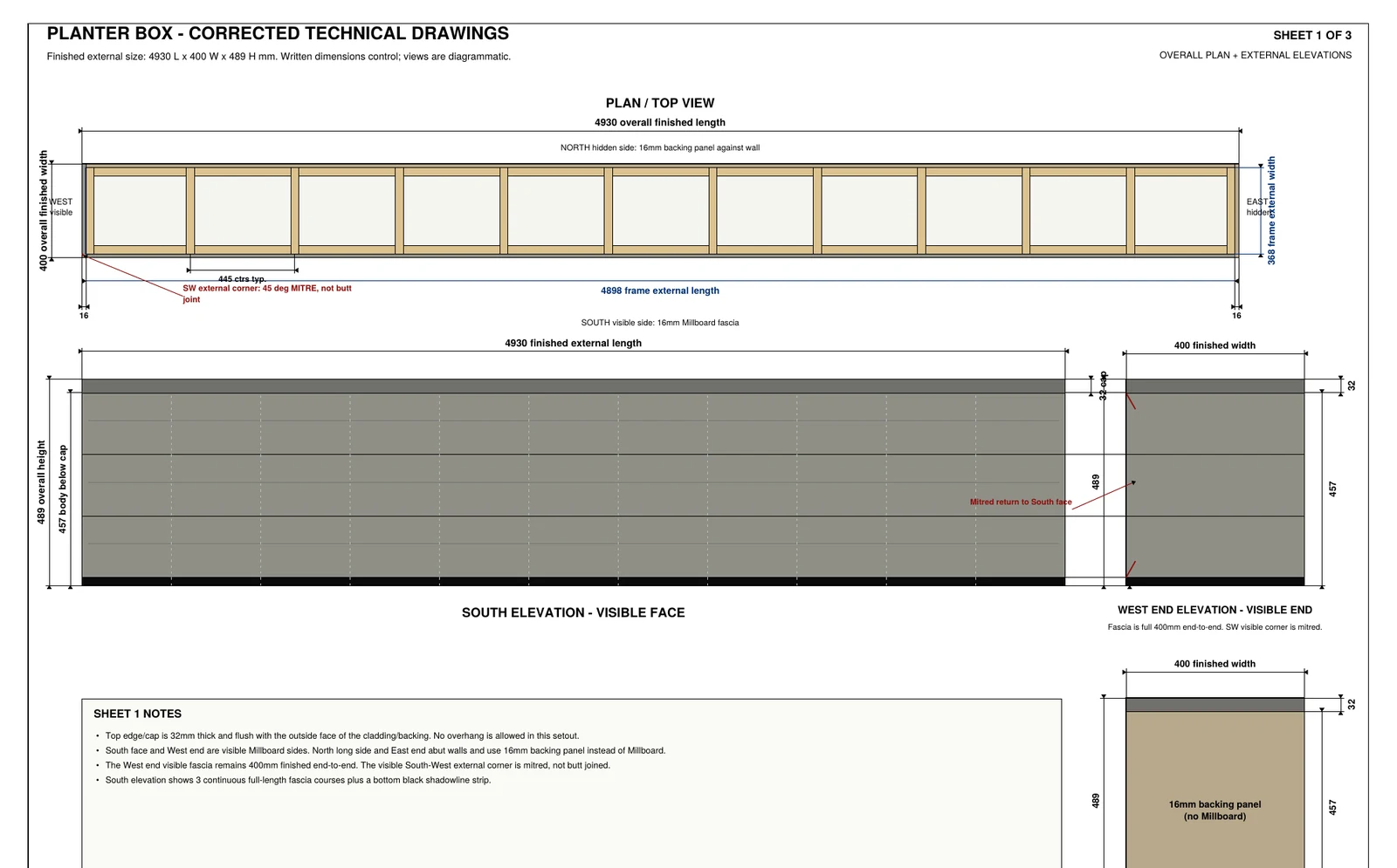 Timber flooring and composite decking used to clad a planter box
