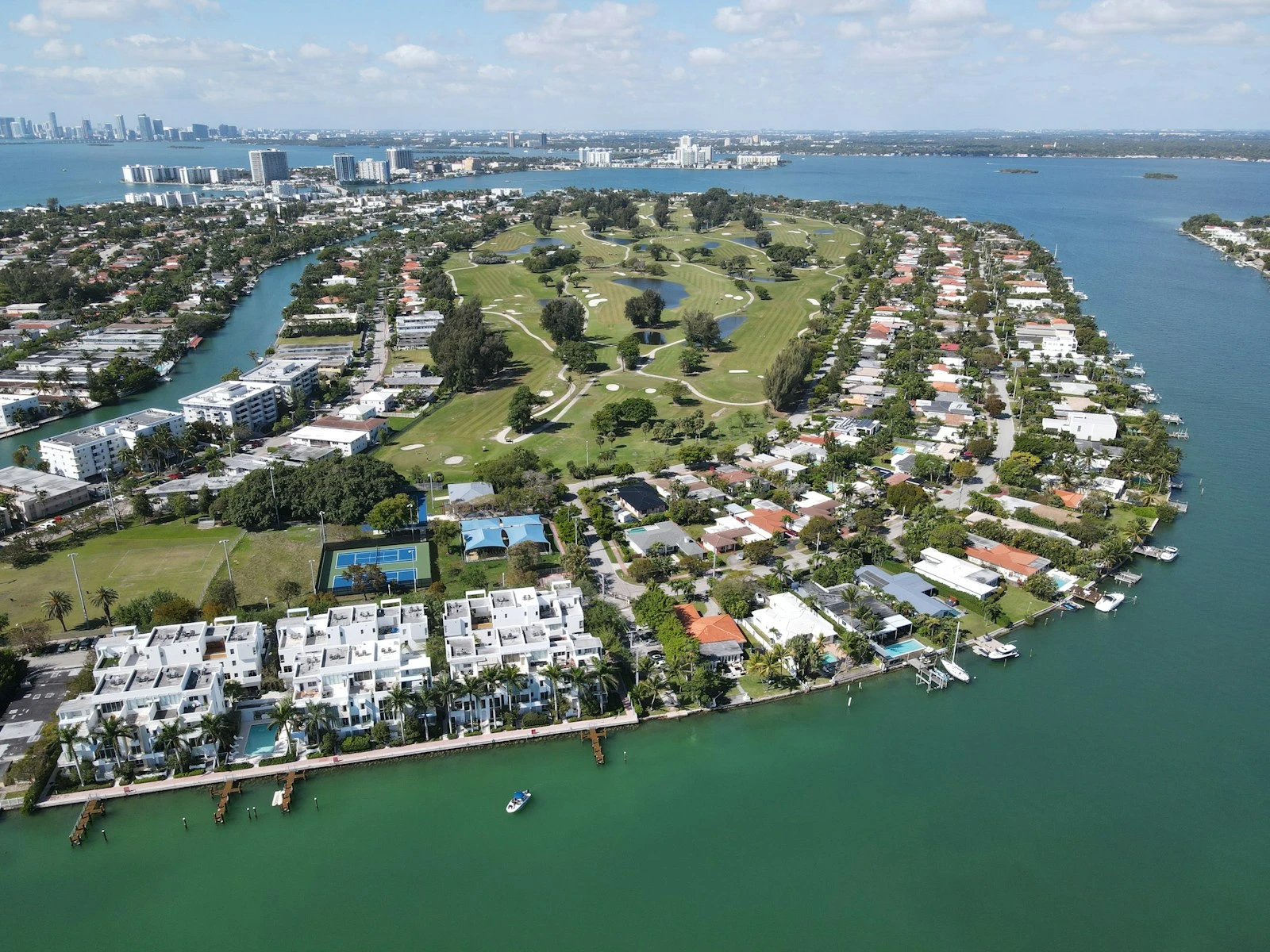 Aerial view of premium waterfront homes