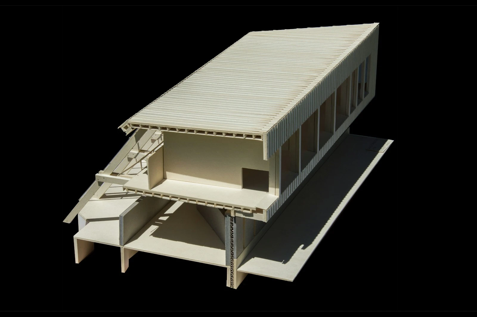 White study model of a contemporary house